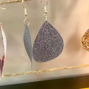 Faux leather glitter earrings